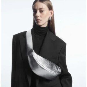 RARE COS Leather Swing Crossbody Bag - Silver